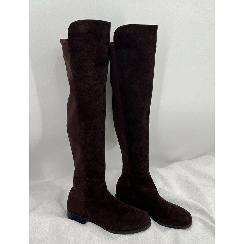 Stuart Weitzman Over-the-Knee Suede Boots in Dark Brown